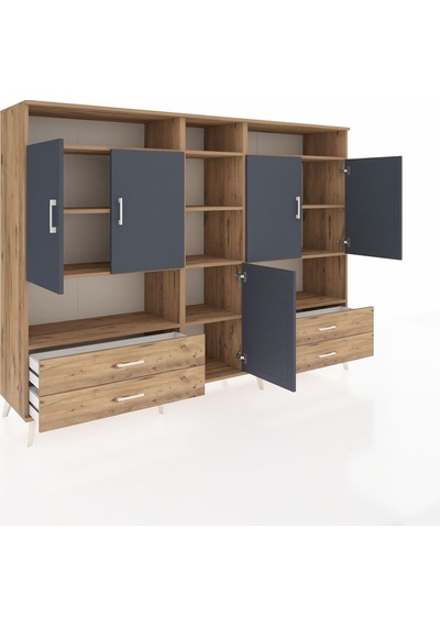 Hyperion Dolap 12 Raflı 4 Çekmeceli 5 Kapaklı 220x44x163 Çam-antr Çam-antrasit/çam Hyperion Dolap 12 Raflı 4 Çekmeceli 5 Kapaklı 220x44x163 Çam-antr Çam-antrasit/çam