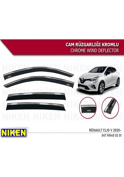 Cam Rüzgarlığı Niken Kromlu Renault Clio5 2020 Sonrası 4lü