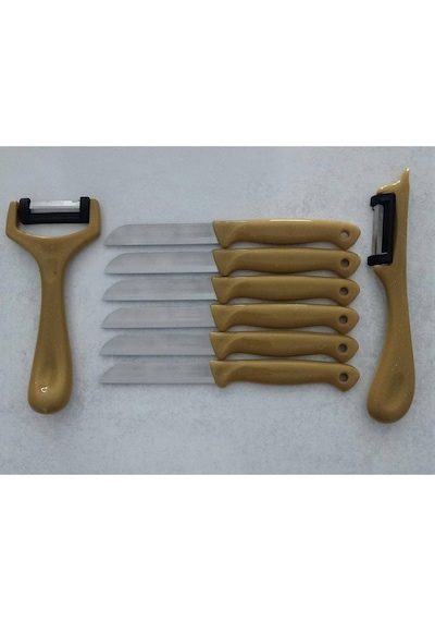 Solingen 6'lı Meyve-sebze-doğrama Bıçağı Ve 2'li Soyacak 8'li Set Hardal Sarı Metal