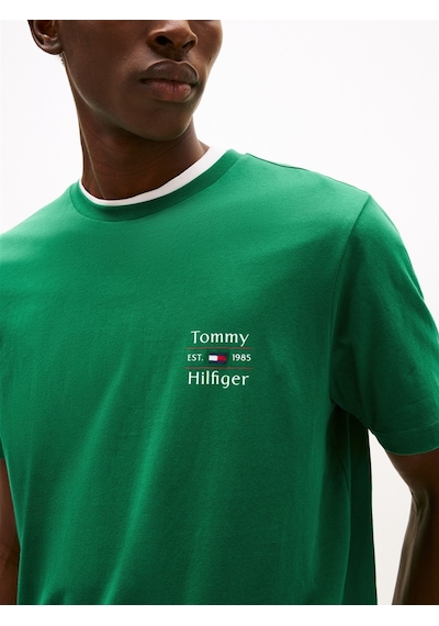 Tommy Hilfiger Hılfıger Stack Tee Erkek Yeşil T-shirt - Mw0mw38622