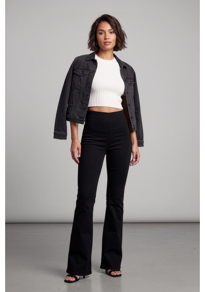 Bluew White Kadın Siyah Flare Esnek Tayt Jean Pantolon
