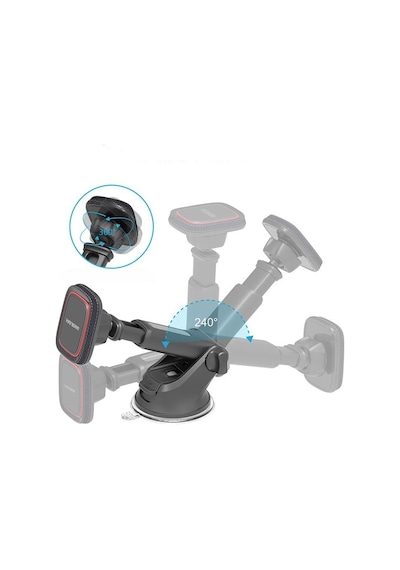 Araç İçi Manyetik Telefon Tutucu Vantuzlu Katlanabilir Teleskopik Kollu 360 Döner Dashboard Ve Cam Standı