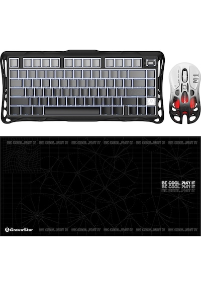 Gravastar K1 Mekanik Gaming Klavye, M1 Pro Kablosuz Optik Mouse Ve Mousepad Oyuncu Seti, Gradient Bl Optik