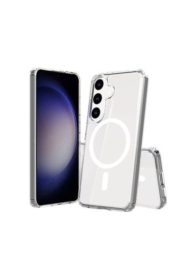 Zore Galaxy S25 Kılıf Magsafe Şarj Özellikli Şeffaf Sert Pc Ogaa Embos Kapak - Şeffaf