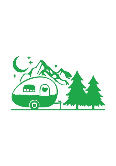 Karavan Dağlar Sticker 17x17 Cm Yeşil