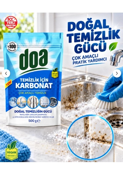 Doa Temizlik İçin Karbonat 2000 Gr Çok Amaçlı Temizlik Karbonatı Ev, Mutfak, Banyo Ve Yüzey Temizliği Doa Karbonat 4'lü Set