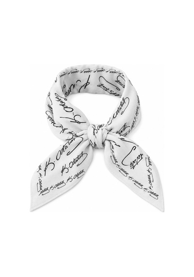 Herşeynota Atatürk İmza Desenli Beyaz %100 Pamuk 52x52cm Fular Bandana Okul, Etkinlik, Tören, Gösteri Çok Renkli