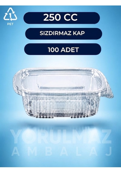 250 Gr Kapaklı Sızdırmaz Kullan-at Plastik Kase Paket Servis & Buzdolabı İçin 100 ' Lü