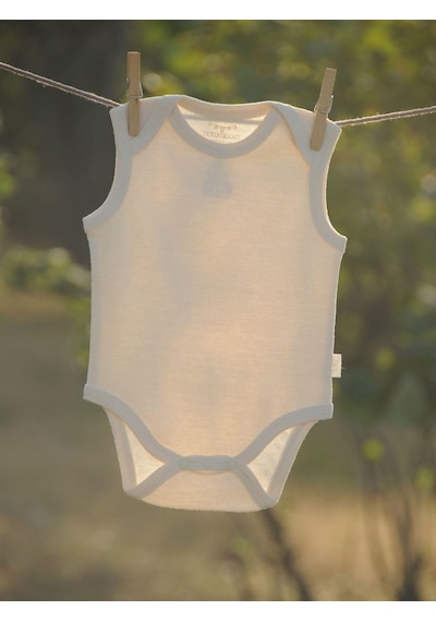 Naturaborn Naturaborn Gots Organik Sertifikalı Bebek Kolsuz Body Ekru