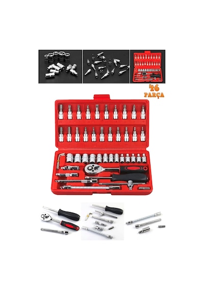 Germany Style 58 Parça 46mini Lokma Takımı Otomatik Cırcırlı 1/4