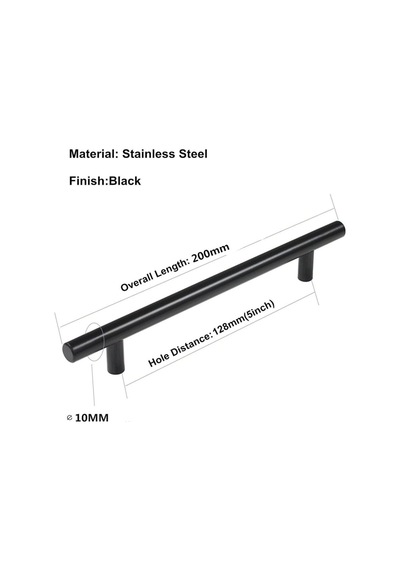 10 Adet Siyah Paslanmaz Çelik Metal Dolap Kulp 128 Mm