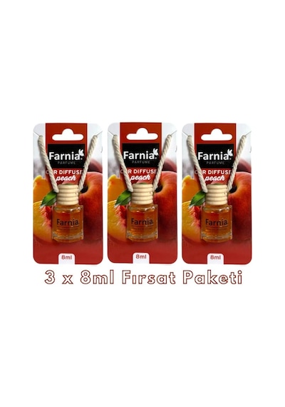Farnia Yüksek Esanslı Askılı Araç Kokusu Edp Parfüm Şeftali 8 Ml 3 Adet Avantaj Paketi