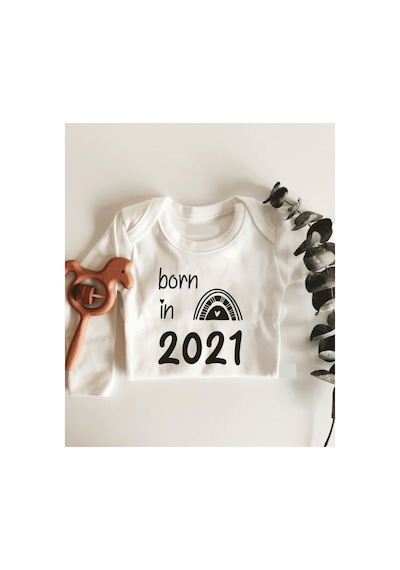 Babylimon Born In 2021 Uzun Kol Çıtçıtlı Organik Bebek Body Beyaz - 132207101 Beyaz