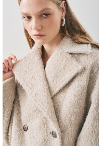 Manuka Boucle Kruvaze Kaban Vizon Aw25kbn00011-32 Vizon