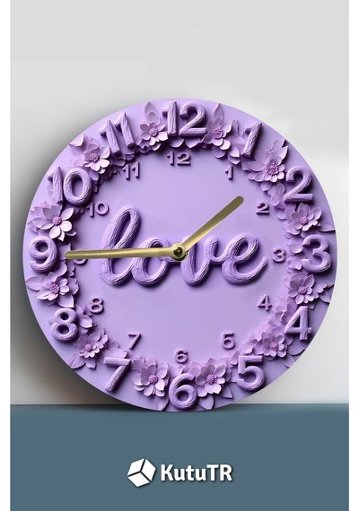 Lovetime Çiçekli Mor 3d Görünümlü Duvar Saati Sdw263 Renkli