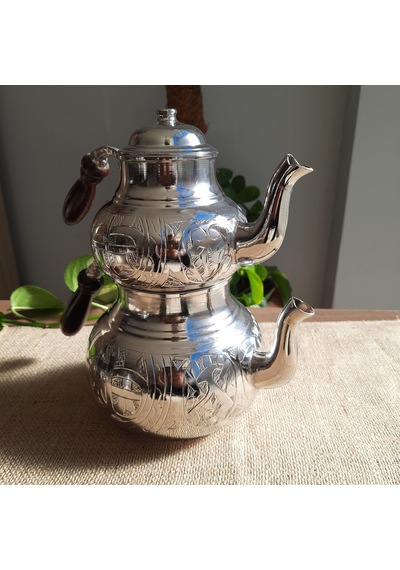 İşlemeli Keski Bakır Çaydanlık Bakır