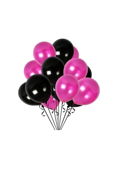 50 Adet Metalik Sedefli Fuşya-siyah Helyumla Uçabilen Balon