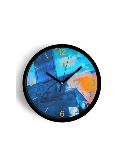 Soyut Tasarım Modern Duvar Saati - 25cm - Önü Camlı Siyah Kasa - Sessiz Mekanizma-jh0123 Siyah