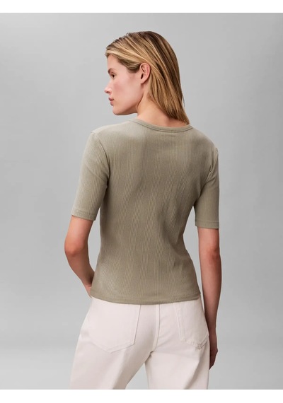 Calvin Klein Hs Varıgated Rıb Nan, Pez Yeşil Kadın T-shirt