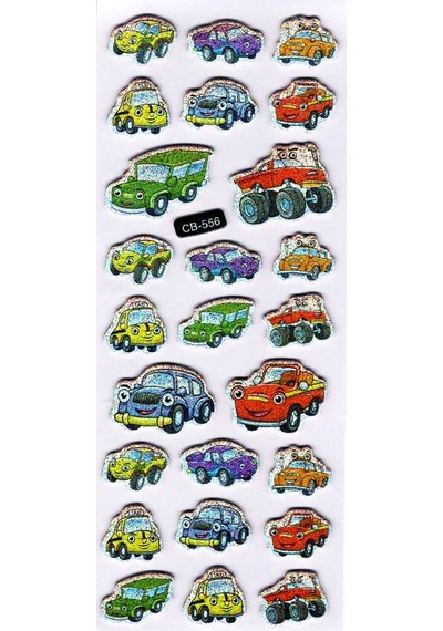 Sticker Kabartmalı Sticker Defter Planlayıcı Etiket Cb556 16x7 Cm- Renkli Arabalar Çok Renkli