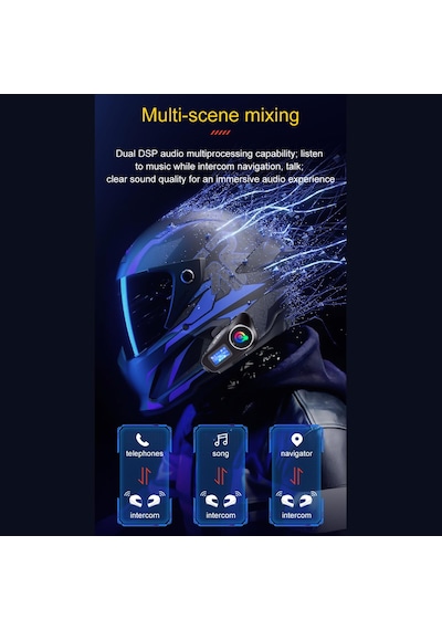 Q58 Max Kablosuz Motosiklet İnterkom Kulaklık Gürültü Engelleme,