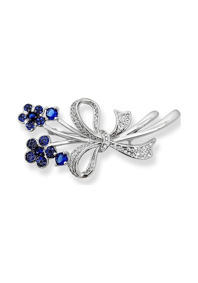 Oya Silver Safir Zirkon Taşlı Çiçek Demeti Gümüş Broş 2.2x4.8 Cm Oya-lm732 Mor