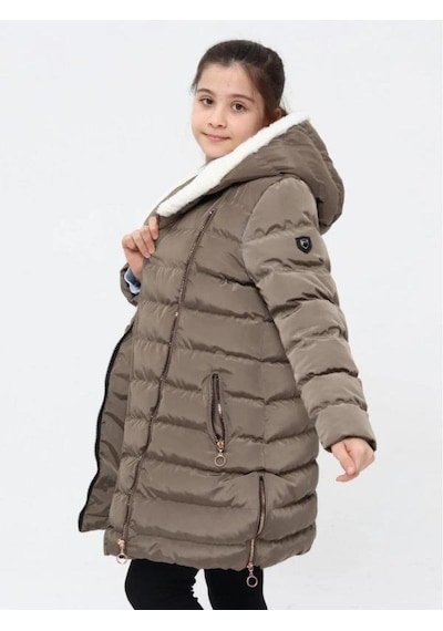 Benitto Kız Çocuk Kruvaze Fermuarlı Cepli Mont-14759 Haki