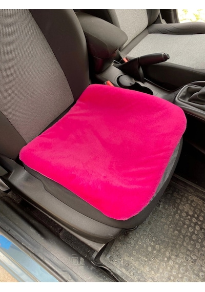 Yumuşak Tüylü Peluş Serme Oto Koltuk Koruyucu Minder Ön Tekli Fuşya Pembe 1 Adet