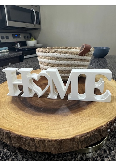 Home Yazılı Dekoratif Biblo - 22x6 Cm, 3d Baskı Masaüstü Dekor, Minimalist Ve Şık Tasarım