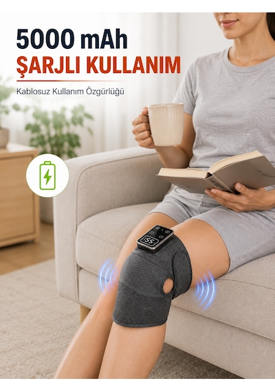 Isıtmalı Ve Titreşimli Diz Masaj Aleti Şarjlı Dijital Ekranlı 5000 Mah Masaj Cihazı - Lisinya