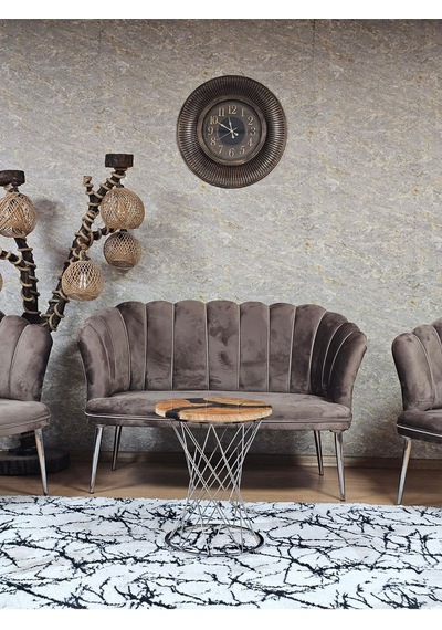 Papatya Çay Seti Koltuk Takımı Krom Sivriltme Ayak, Balkon, Salon 001