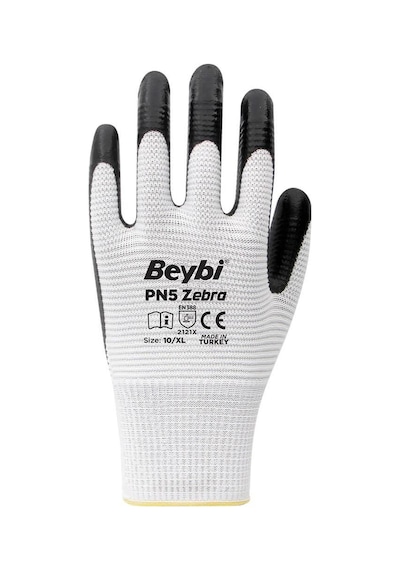 Beybi PN5 Zebra Polyester Örme Nitril Eldiven