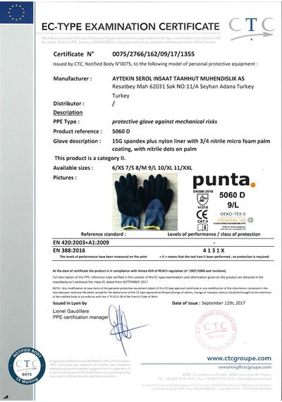 Punta 5060 D - 15G Gri Nylon/Spandex Astar Üzeri ¾ Dotlu Mikro K