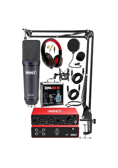 Functional Paket-4 Stüdyo Ekipmanları Mikrofon 4 Çıkış Ses Kartı Full Set
