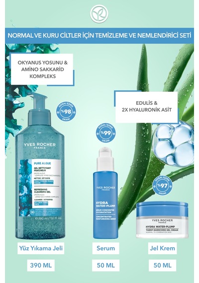 Yves Rocher Normal Ve Kuru Ciltler İçin Temizleme Ve Nemlendirici Seti-temizleme Jeli 390ml&serum 50ml&krem 50ml