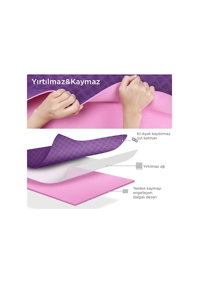 Gymo Hizalamalı 6Mm Tpe Yoga Matı Pilates Minderi Lila Nane Yeşil
