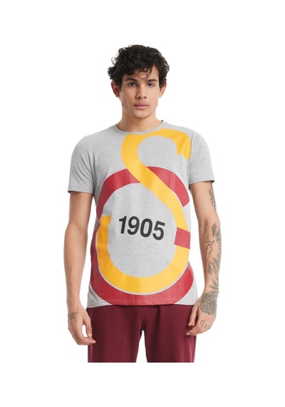 Galatasaray Lisanslı Büyük Logolu Gri T-shirt 001