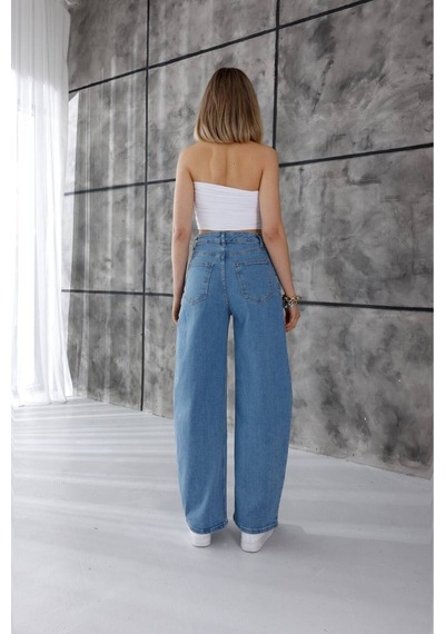 Zdnjeans Kadın Açık Mavi Yüksek Bel Wide Leg Jean Pantolon