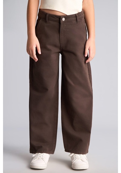 Defacto Baggy Fit Düz Paça Gabardin Pantolon Kız Çocuk I1699a826aubn335 Kahve-bn335