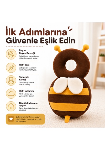 İlk Adım Güvenlik Yastığı Bebek Kafa Koruma Boyun Destek Minderi Arı