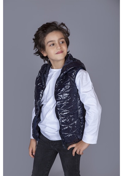 Toontoy Kids Toontoy Erkek Çocuk Kapşonlu Parlak Yelek Lacivert