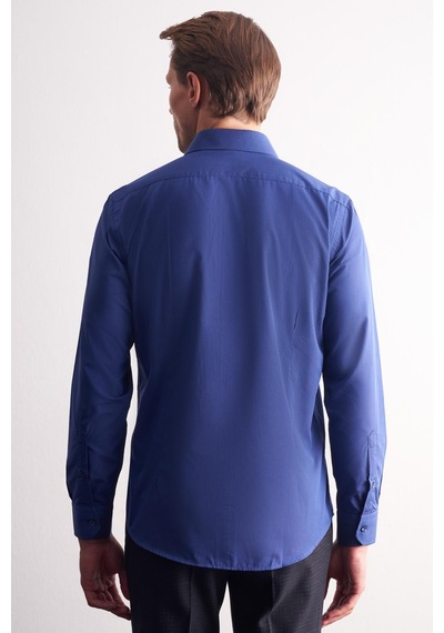 İmza Açık Lacivert Sert Yaka Filafil Desen Uzun Kol Slim Fit Pamuklu Gömlek 1004255181 Açık Lacivert