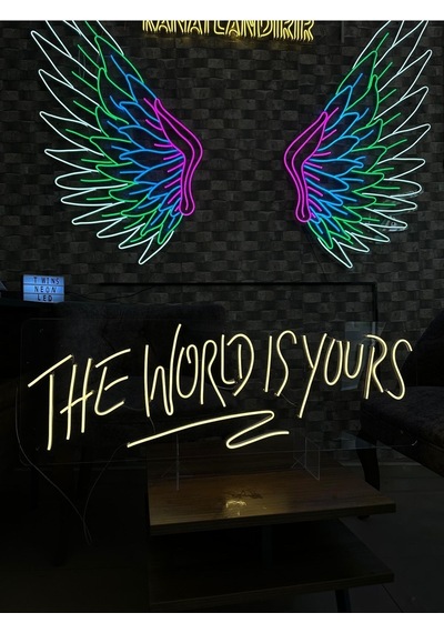 The World Is Yours Yazılı Neon Tabela Sarı