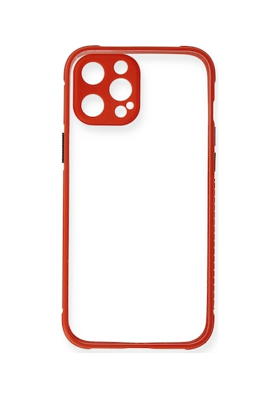 Newface - 82 - İphone 12 Kılıf Miami Şeffaf Silikon - Kmrsfres - - Kırmızı