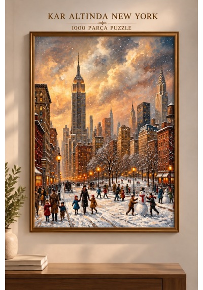 Kar Altında New York 1000 Parça Puzzle Kış Temalı 48 X 68 Cm Yüksek Baskı Kaliteli Eğlenceli Puzzle