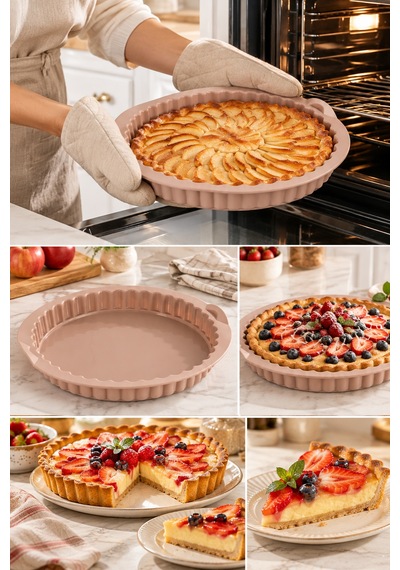 Porsima 30012-1 Silikon Turta Ve Tart Kalıbı Xl 26 Cm - Isıya Dayanıklı Yapışmaz Tırtıklı Kek Pişirme Kalıbı Krem/vizon