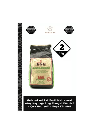 Geleneksel Tat Parti Malzemesi Ateş Kaynağı 2 Kg Mangal Kömürü - Çıra Hediyeli - Meşe Kömürü