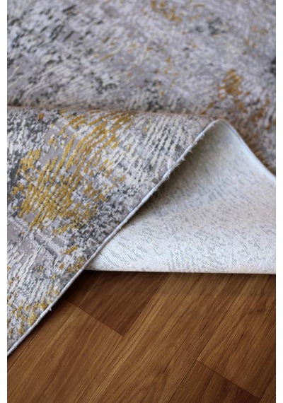 Sanat Halı Doku 1083 Gri Hardal Modern Salon Halısı Hardal