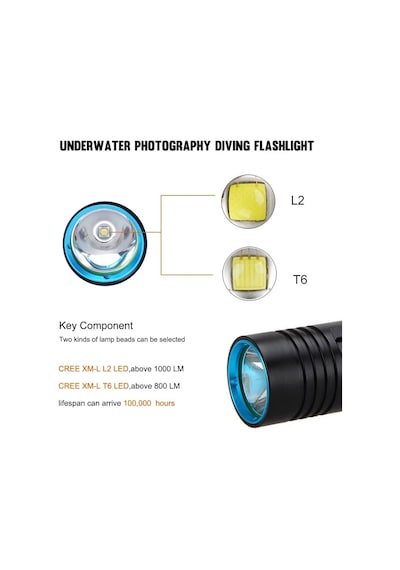Wison Ws-4545 10w 1800 Lümen Şarjlı Su Altı Feneri Type-c, 5000 Mah, 100 M Menzil, Su Geçirmez Çok Renkli
