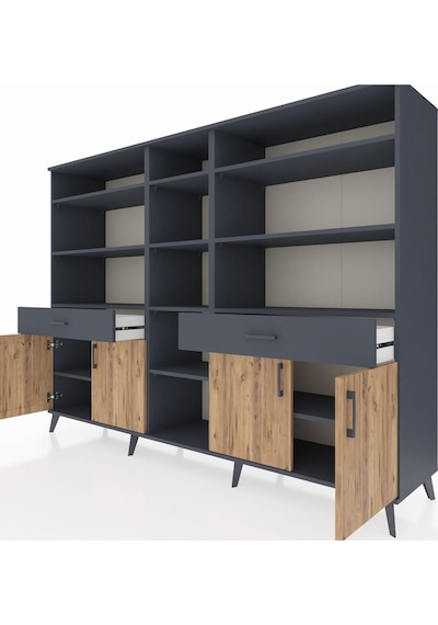 Hyperion Dolap 12 Raflı 2 Çekmeceli 4 Kapaklı 220x44x163 Antrasit-çam/antrasit Atlas Çam/antrasıt - Antrasıt Hyperion Dolap 12 Raflı 2 Çekmeceli 4 Kapaklı 220x44x163 Antrasit-çam/antrasit Atlas Çam/antrasıt - Antrasıt